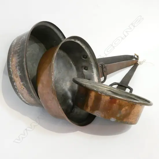 3 COPPER PANS L. 440MM