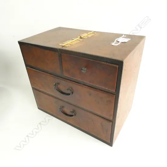 OLD JAPANESE MULLBERRY WOOD SEWING BOX 