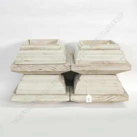 4 WHITE PAINTED FENCE TOP POSTS 275MM SQ