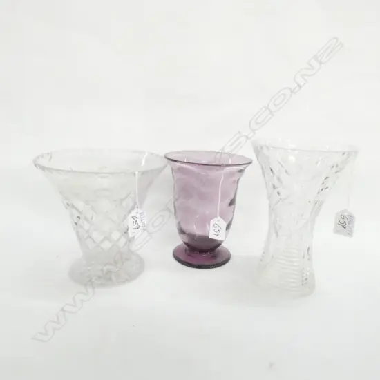 3 GLASS VASES H. 205MM