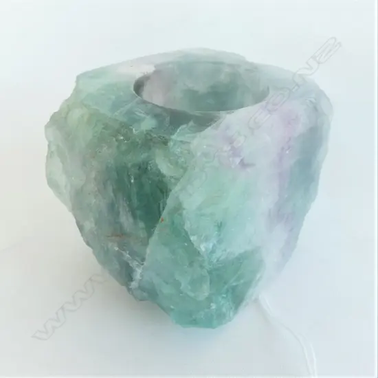 GREEN QUARTZ CRYSTAL VASE OR PEN HOLDER H. 75MM