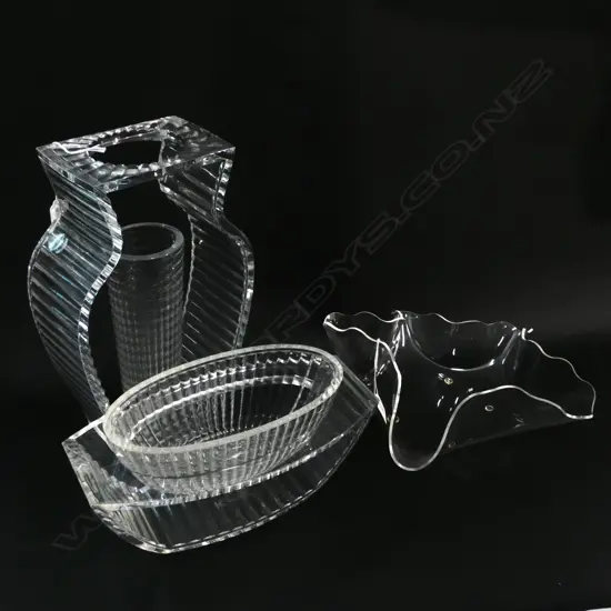 2 KARTELL DESIGNER PLASTIC VASES H. 330MM + DISH 