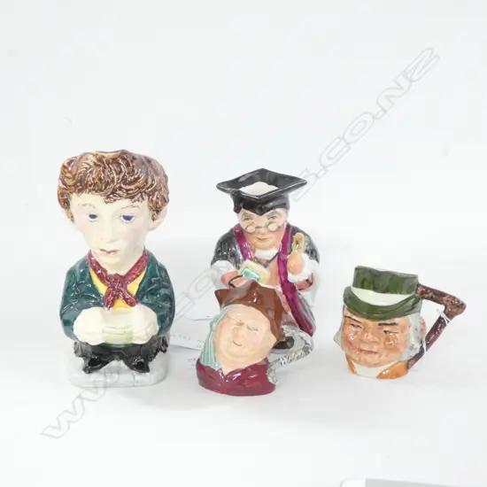 FOUR TOBY JUGS; LARGEST H. 155MM