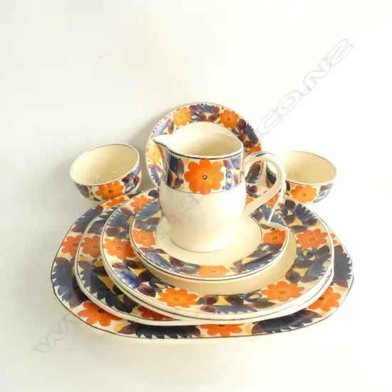 11 X PIECES OF HANDPAINTED ADAMS “BROCADE" PORCELAIN 