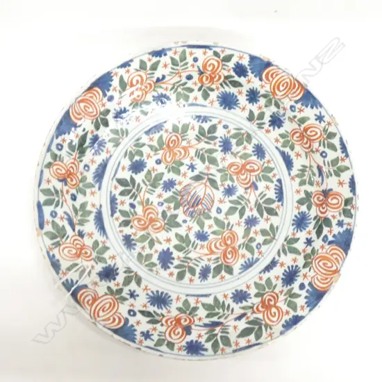 18 / 19thC DUTCH TIN GLAZE PLATE 345MM DIA AF