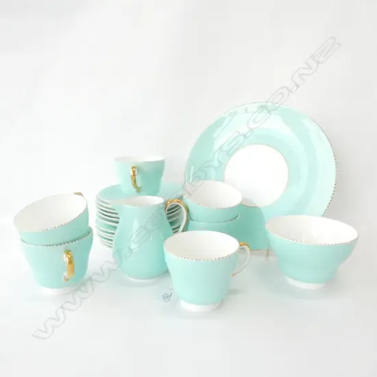 20 PCE WEDGWOOD TEA SET; 6 TRIOS, MILK & SUGAR 