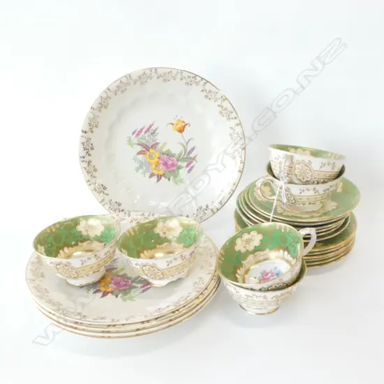6 CROWN STAFFORDSHIRE TRIOS 2 CUPS AF + 5 IRONSTONE PLATES 
