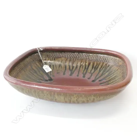 LG LEN CASTLE POTTERY DISH,  CRACKED, 390 X 340 X 110MM