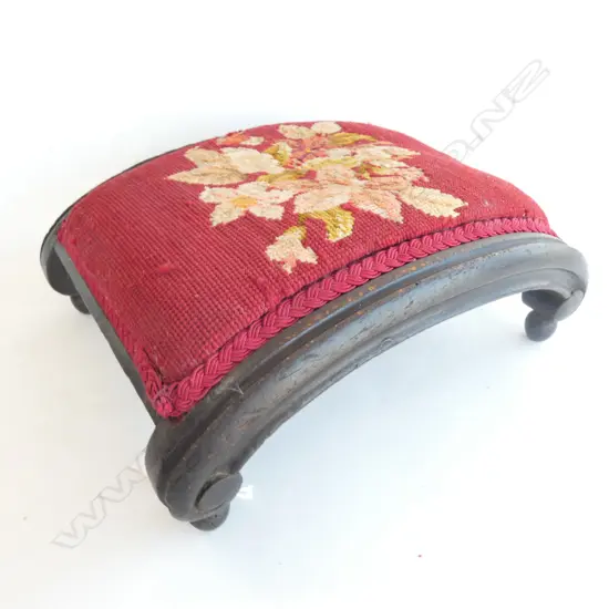 RED TAPESTRY FOOTSTOOL, RECTANGULAR, 315 X 250MM