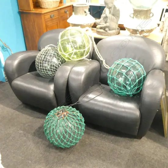 PR MODERN DARK BROWN LEATHER CLUB TYPE ARMCHAIRS