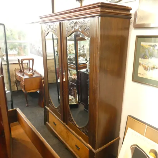 EDWARDIAN GLAZED WARDROBE H. 2030MM