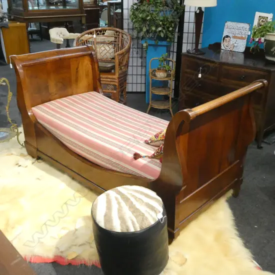 ANTIQUE FRENCH WALNUT SLEIGH BED