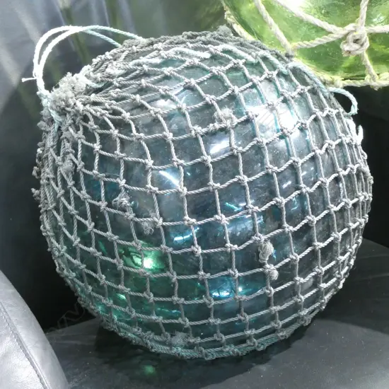 OLD GLASS LARGE FISHING FLOAT WITH NETTING Dia.380mm