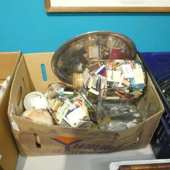 LOT ASST PLATTERS/VASES/MATCHBOXES ETC