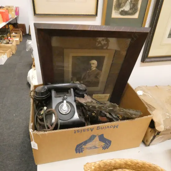 LOT ASST BAKELITE PHONE/FRAMES + FRAMED PHOTO