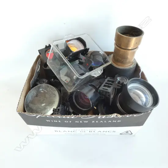 BOX OF ODD LENSES, CAMERA  AND OTHER