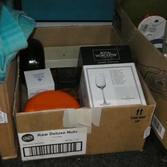 BOX LOT BOXED CUTLERY, GLASSES ETC.