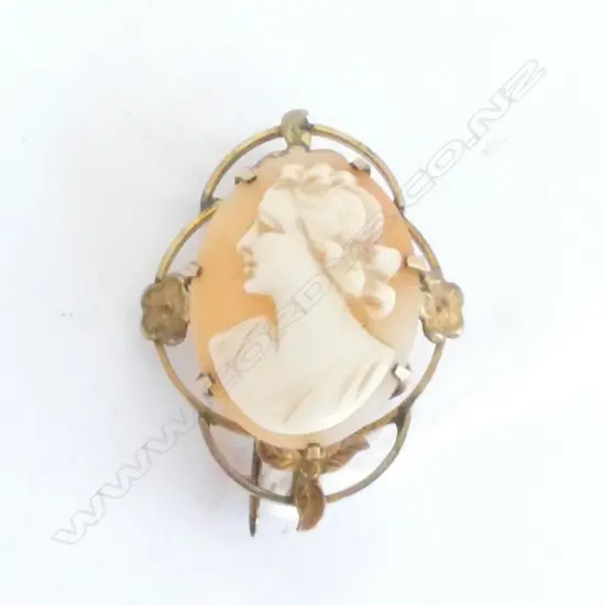 CAMEO BROOCH SET IN GOLD PLATE H. 30MM