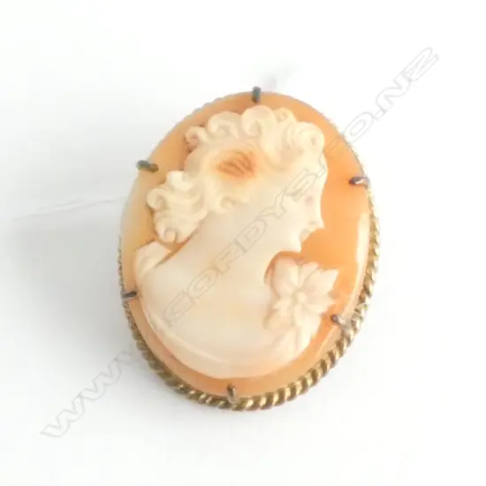 CAMEO BROOCH, GOLD PLATED SETTING L. 30MM