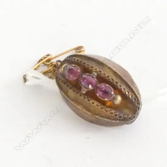 BROOCH ANTIQUE, POSS AMETHYSTS,