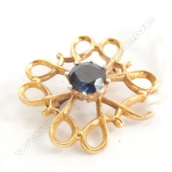 PENDANT 9ct WITH BLUE STONE CENTRE