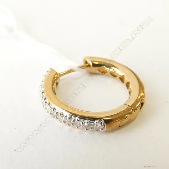 SINGLE 9CT GOLD DIAMOND HOOP EARRING