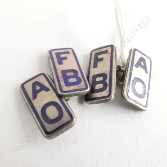 CUFFLINKS, SILVER, LODGE AND ENAMELLED