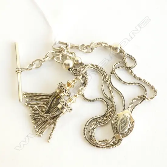 SILVER FOB ALBERTINA BRACELET WITH TASSLE CHARMS