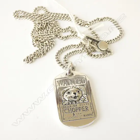 SILVER WHEAT CHAIN NECKLACE WITH "ONE PIECE CHOPPER" PENDANT 32gms