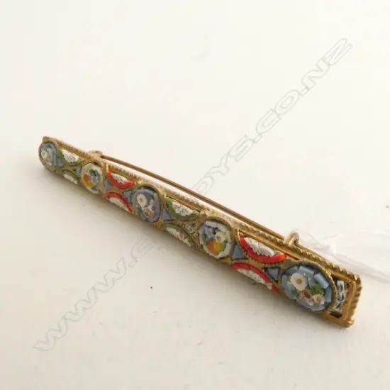 VINTAGE ITALIAN MOSAIC BAR BROOCH, L. 164MM