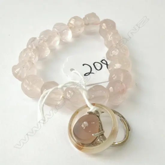 ROSE QUARTZ BRACELET + 2 RINGS