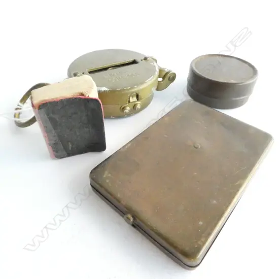 WWI/WWII EMPHEMERA, COMBINED COMPASS AND SUNDIAL, COMPASS, MAGNIFYING GLASS FOR STARTING FIRES, TINY BIBLE WITH GOSPELS