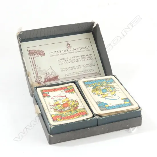 PAIR OF SETS OF PLAYING CARDS, ORIENT LINE TO AUSTRALIA, c.1960'S, IN ORIGINAL CASE