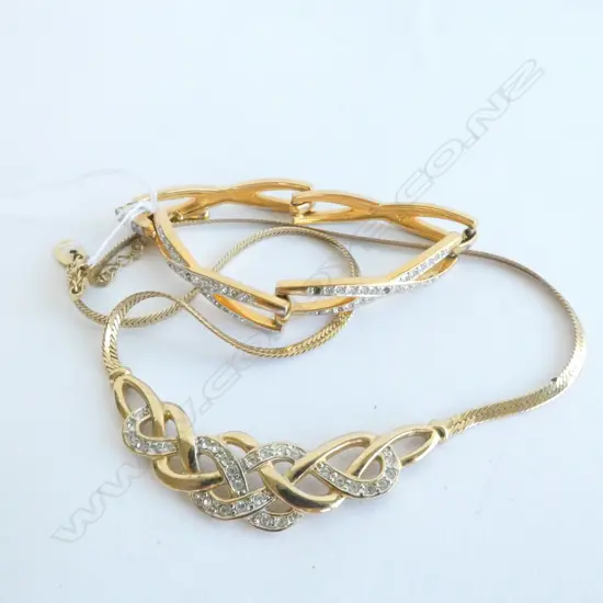 SWAROVSKI GOLD & CRYSTAL BRACELET & MANHATTAN NECKLACE