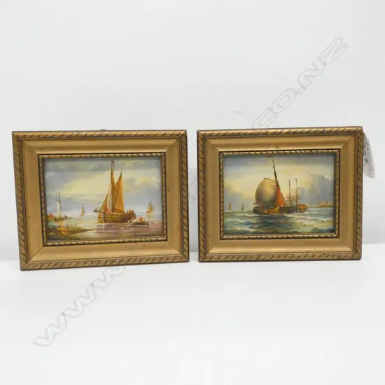PAIR MINIATURE PAINTINGS ON BOARD ‘MARITIME SCENES’