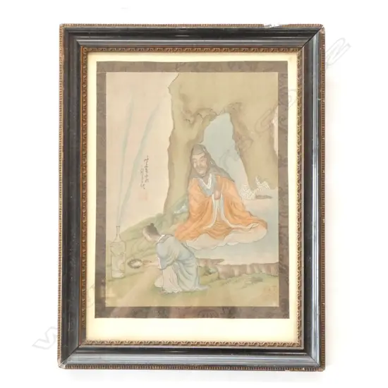 SIGNED CHINESE W/C ON LINEN   ‘CONFUCIUS’? 230 x 165mm