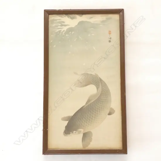 KOI CARP  SIGNED JAPANESE BLOCK PRINT. 350 x 185mm