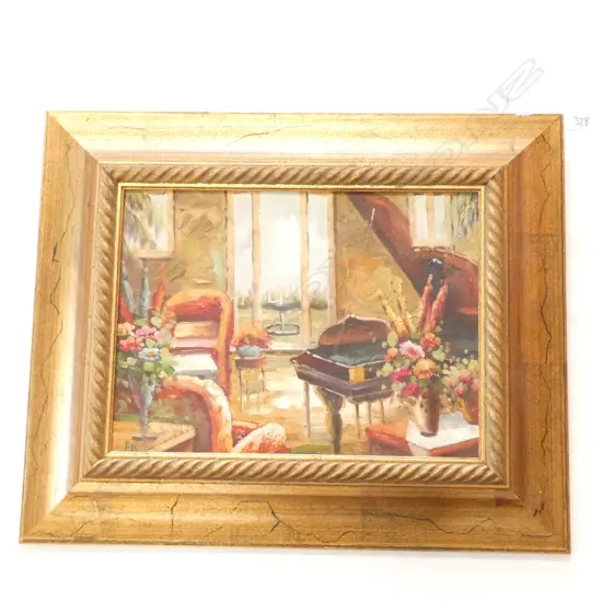 20THC OIL ON CANVAS BOARD  INTERIOR SCENE SIGNED PK 290 x 390mm image