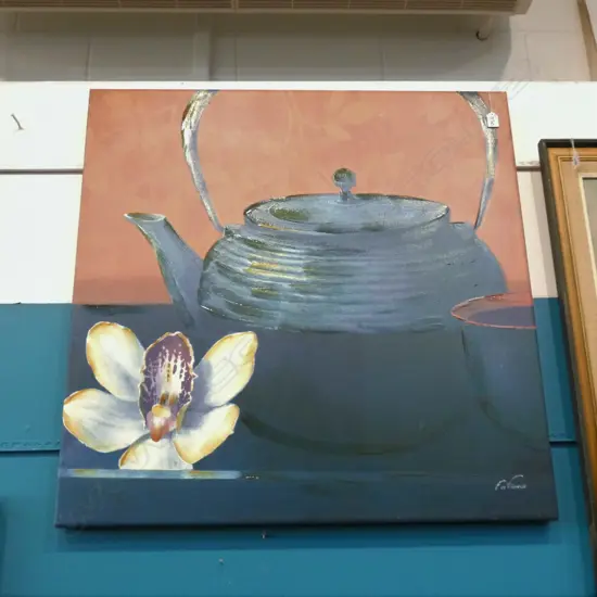 TEAPOT FRAMED CANVAS ARTWORK 910MM SQ