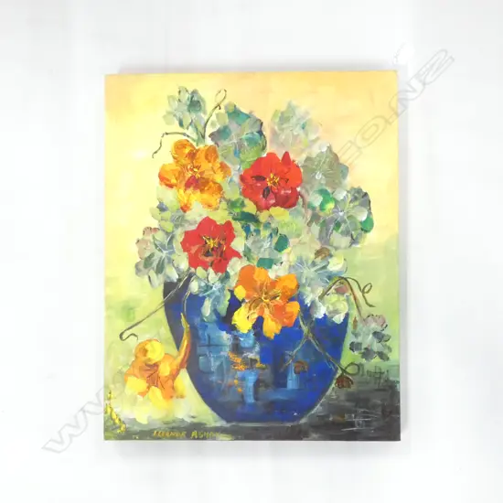 ELEANOR ASHBY STILL LIFE FLOWERS OIL ON CANVAS 510 X 410MM