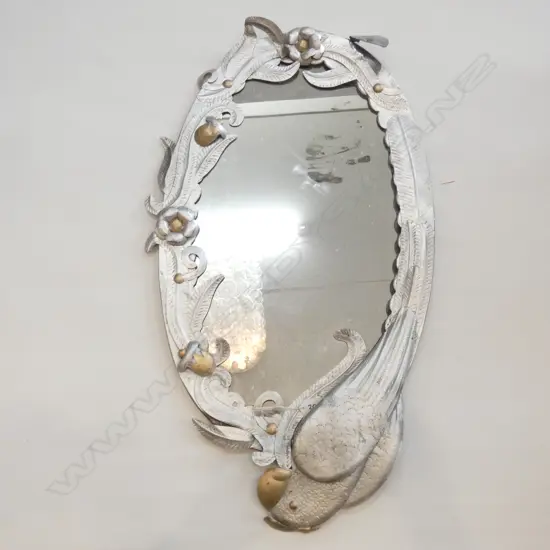 TIN MIRROR PARROT MOTIF 