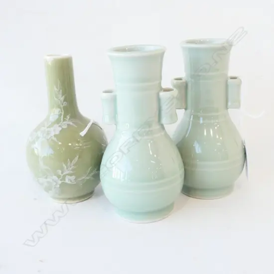 PR CELADON VASES H.  + 1 OTHER