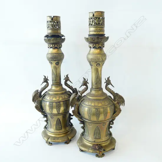 PR OF HEAVY BRASS VASES NOT COMPLETE H 520 MM