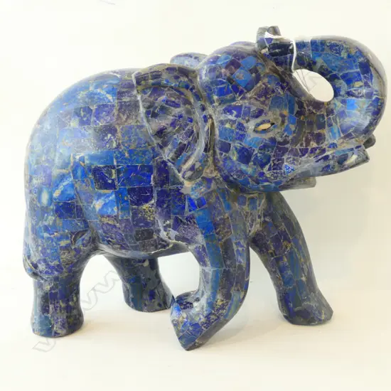HEAVY BLUE MOSAIC ELEPHANT L. 390MM 