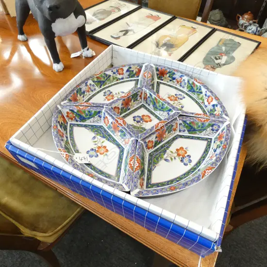 ORIENTAL 5 PCE PORCELAIN H'DOEUVRES SET. DIA 370MM