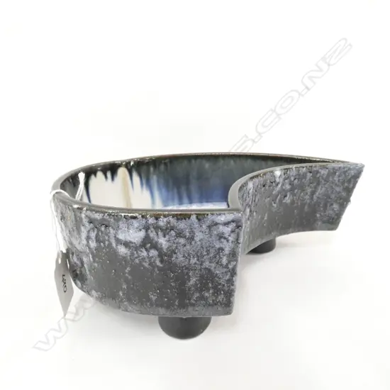 SALT GLAZED DEMI-LUNE IKEBANA VASE (STAMPED)