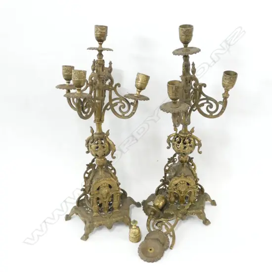PR OF BRASS CANDELABRA SOME FAULTS  H 460 MM