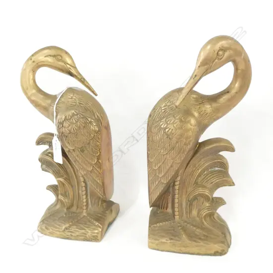PR OF BRASS SWAN BOOKENDS H 270 MM