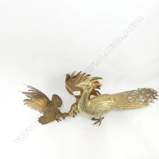 BRASS PEACOCK + 2 COCKEREL L 530 MM