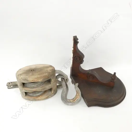 VINTAGE PULLEY HOOK + WALL SHELF